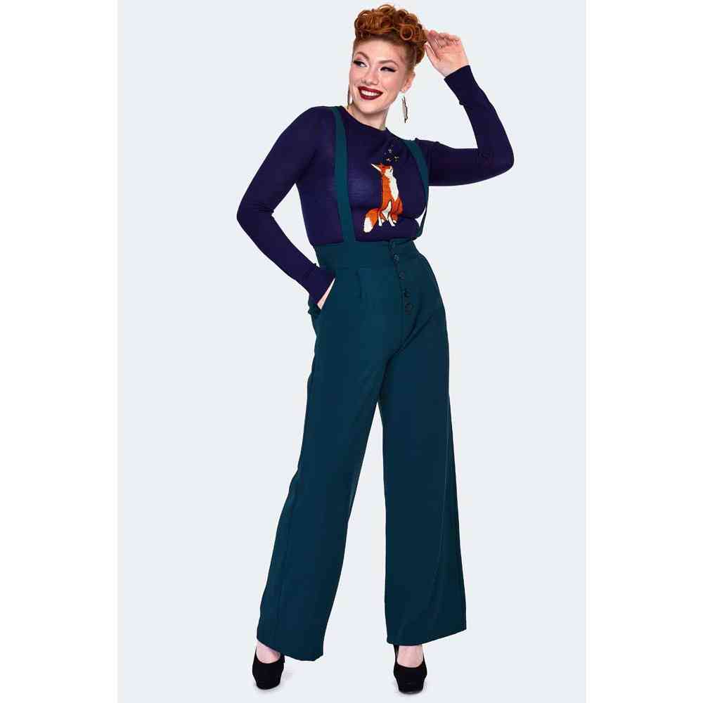 Voodoo Vixen - Green High Waisted Suspender Weite Hose - Grün